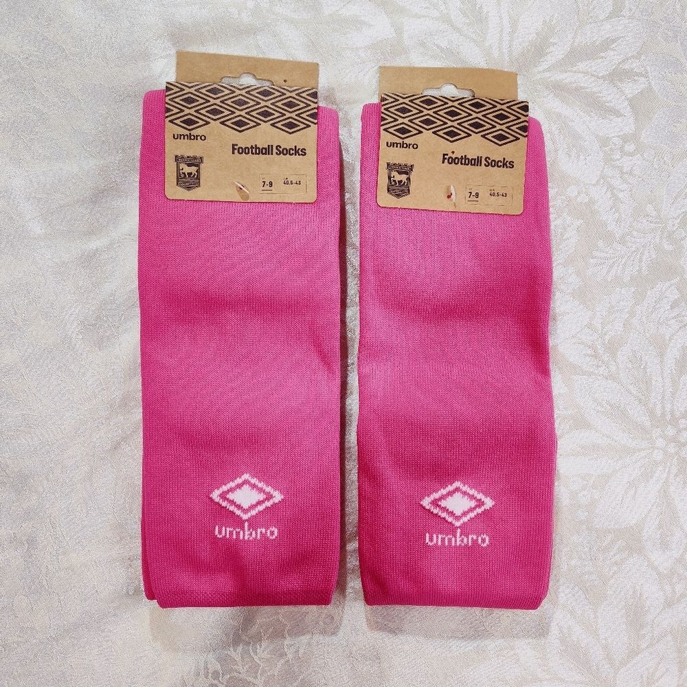 Umbro Bright Pink Football Socks 8-10 Unisex Over Calf 2 Pairs NEW